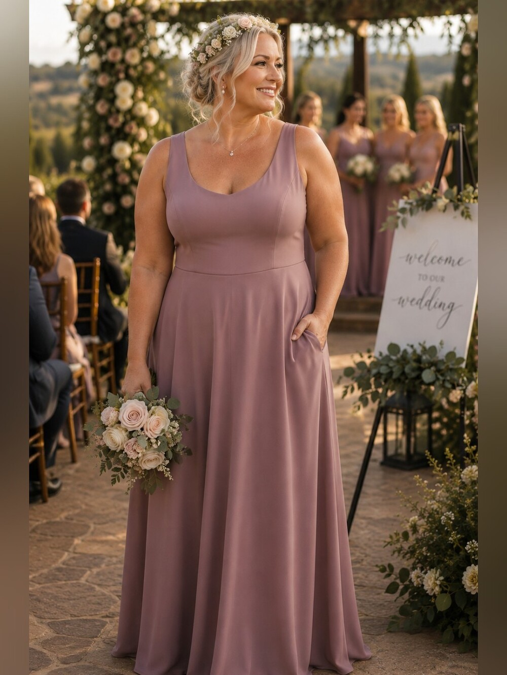 David's Bridal F20098 Quartz Bridesmaid Dress Size 16 NWT Pockets